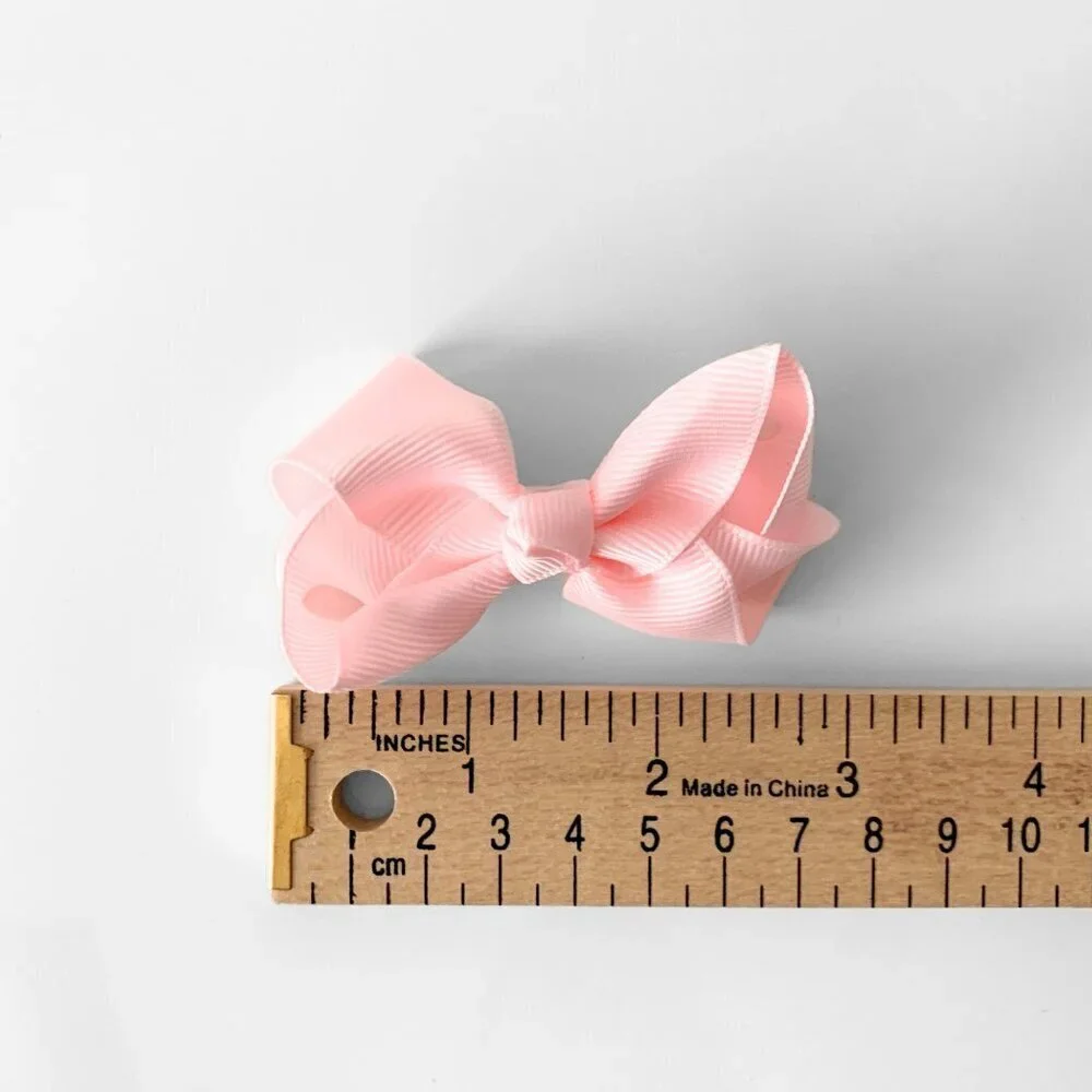 Set of 2 Pretty Girls Hair Bows Grosgrain Ribbon Clips Hair Accessories LT Pink